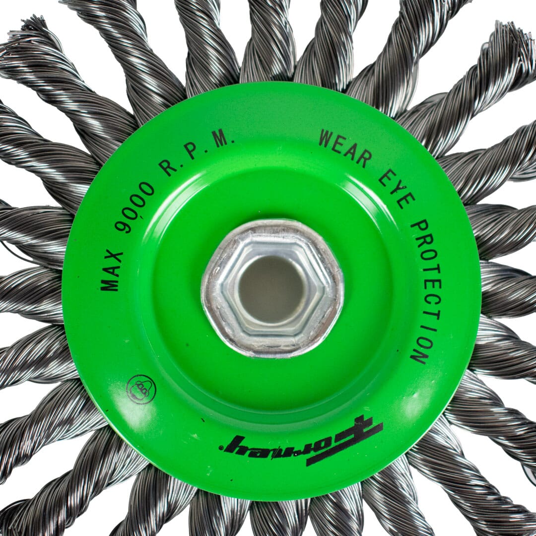 Wire Wheel, Knotted, 6 in x .020 in x 5/8 in-11 Arbor
