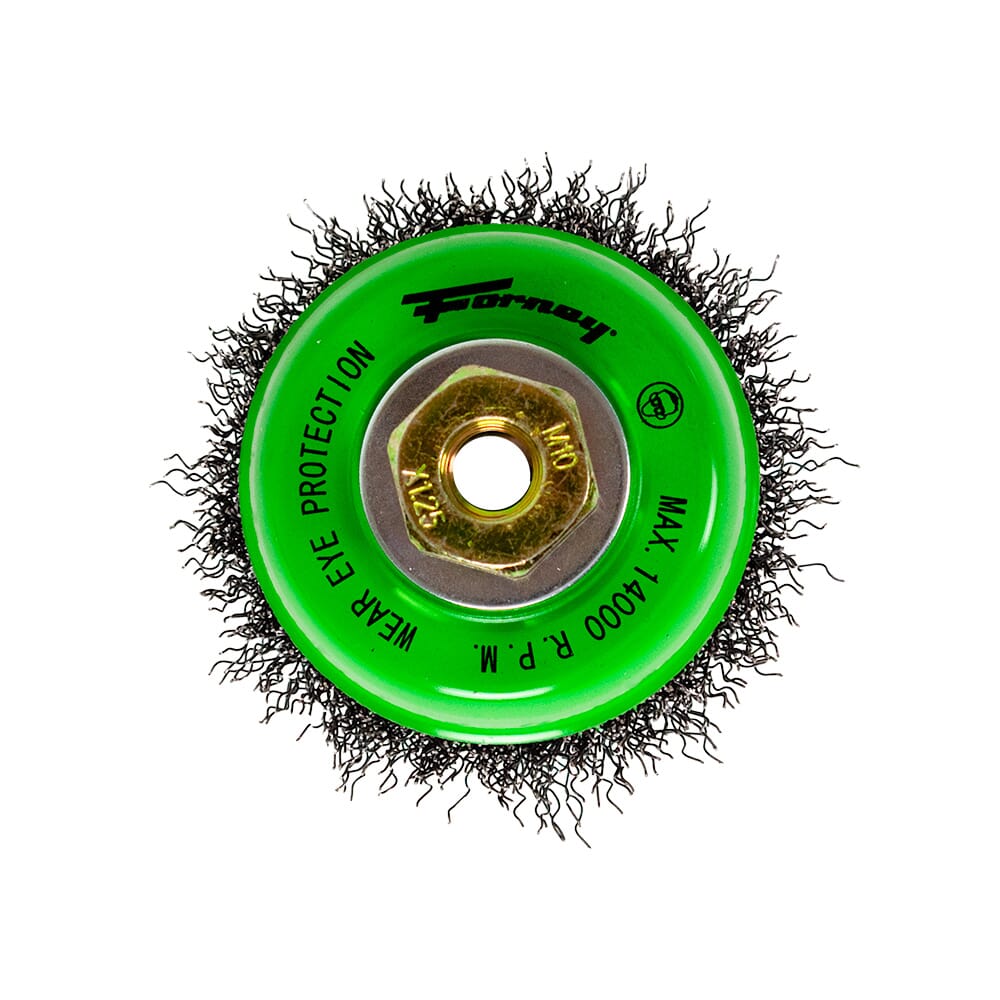 Cup Brush, Crimped, 2-3/4 in x .014 x M10 x 1.25 Arbor