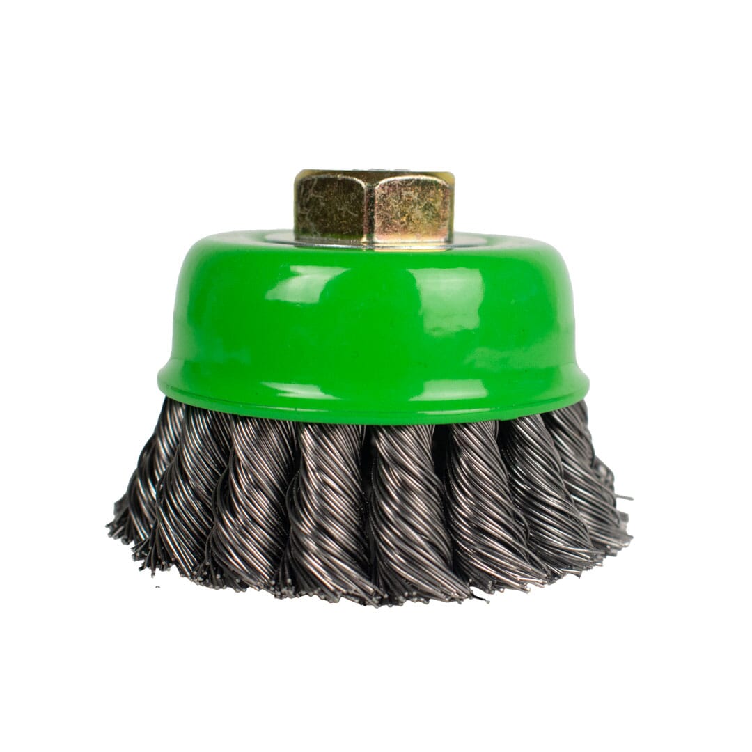 Cup Brush, Knotted, 2-3/4 in x .020 in x M10 x 1.25 Arbor