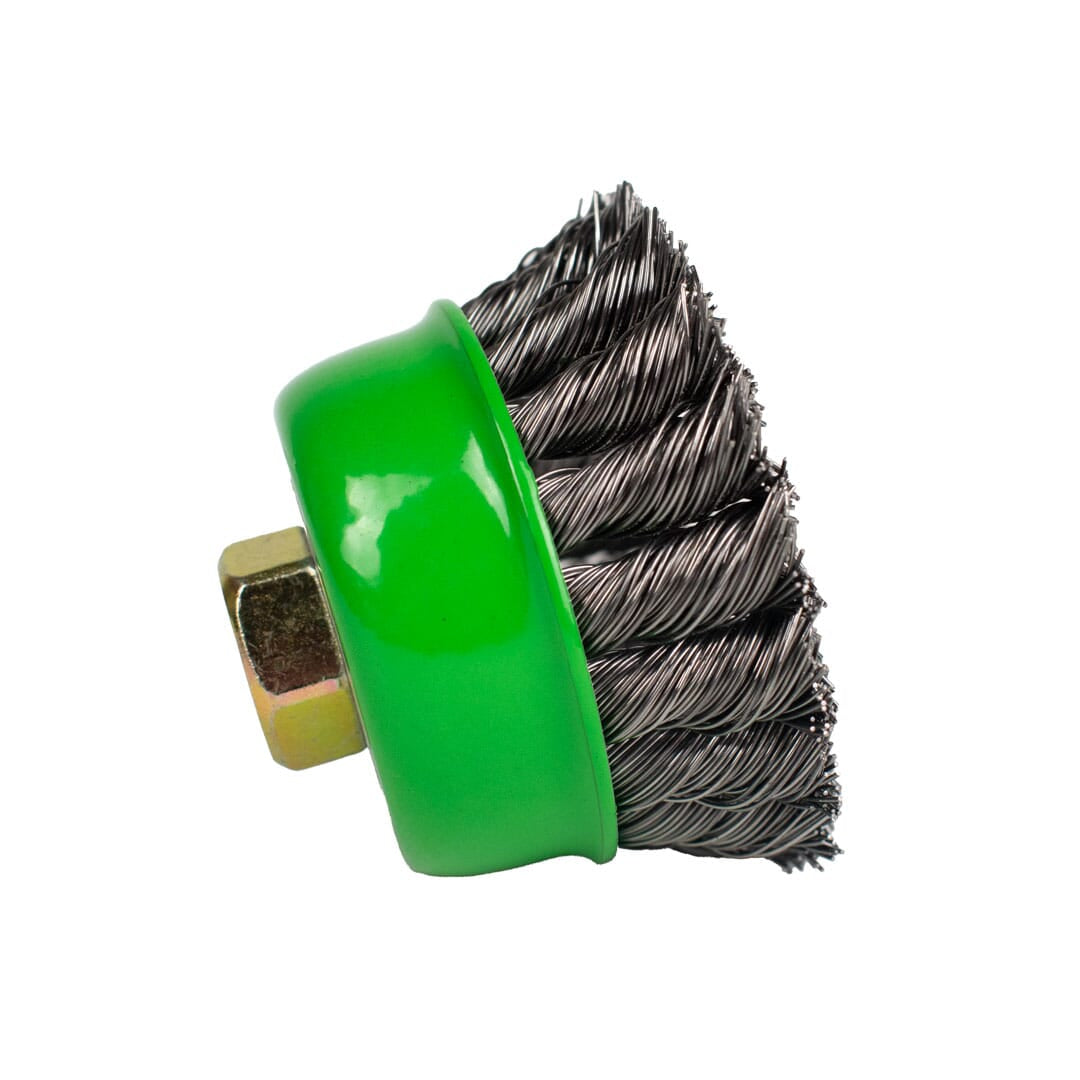 Cup Brush, Knotted, 2-3/4 in x .020 in x M10 x 1.25 Arbor