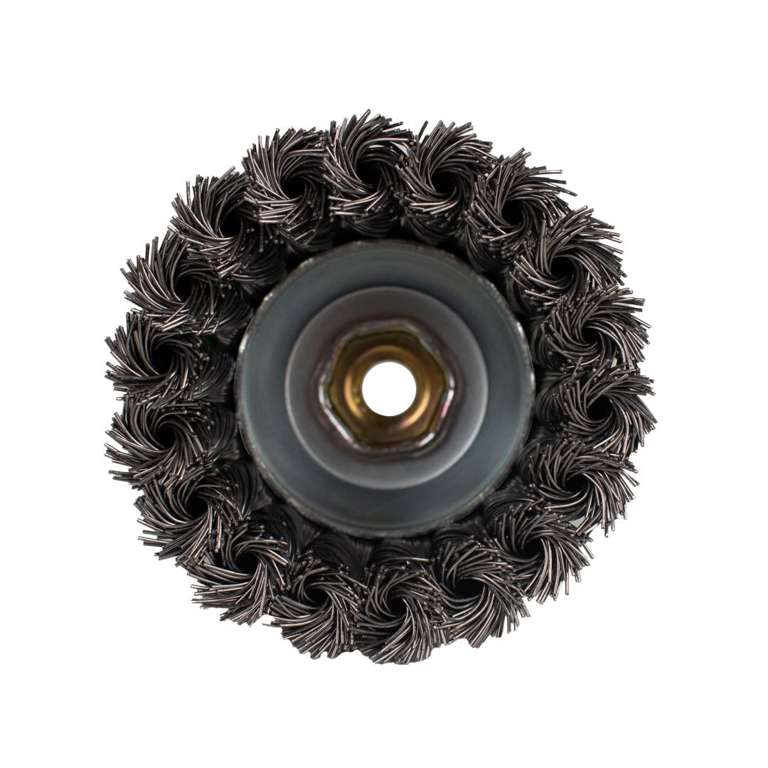 Cup Brush, Knotted, 2-3/4 in x .020 in x M10 x 1.25 Arbor