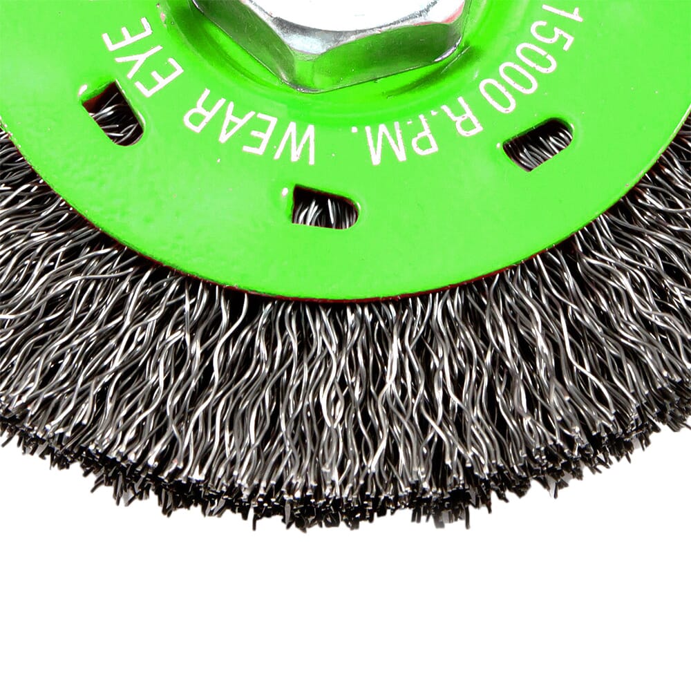 Wire Wheel, Crimped, 4 in x .012 in x 5/8 in-11 Arbor