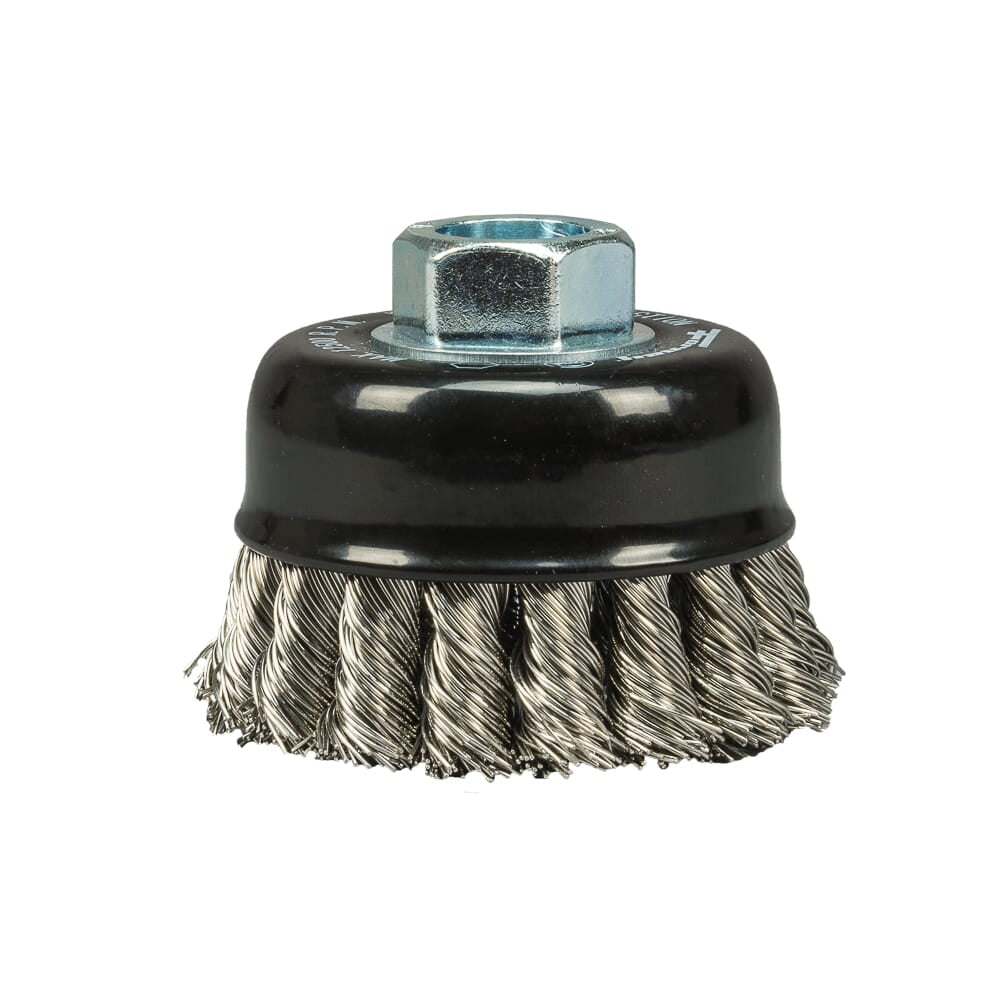 Command PRO Cup Brush, Knotted, Stainless Steel, 2-3/4 in x .020 in x 5/8 in-11