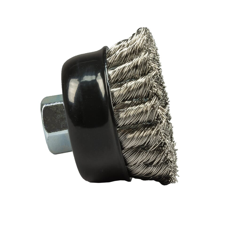 Command PRO Cup Brush, Knotted, Stainless Steel, 2-3/4 in x .020 in x 5/8 in-11