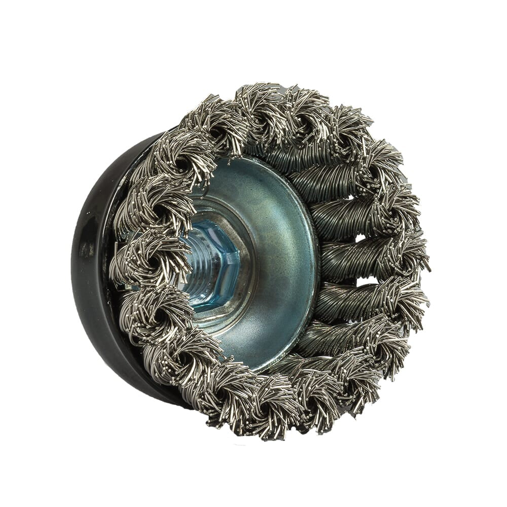 Command PRO Cup Brush, Knotted, Stainless Steel, 2-3/4 in x .020 in x 5/8 in-11