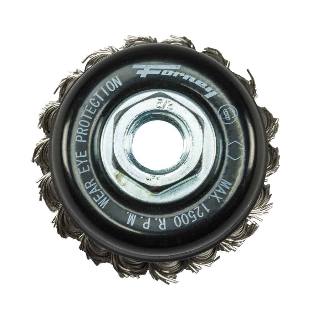 Command PRO Cup Brush, Knotted, Stainless Steel, 2-3/4 in x .020 in x 5/8 in-11