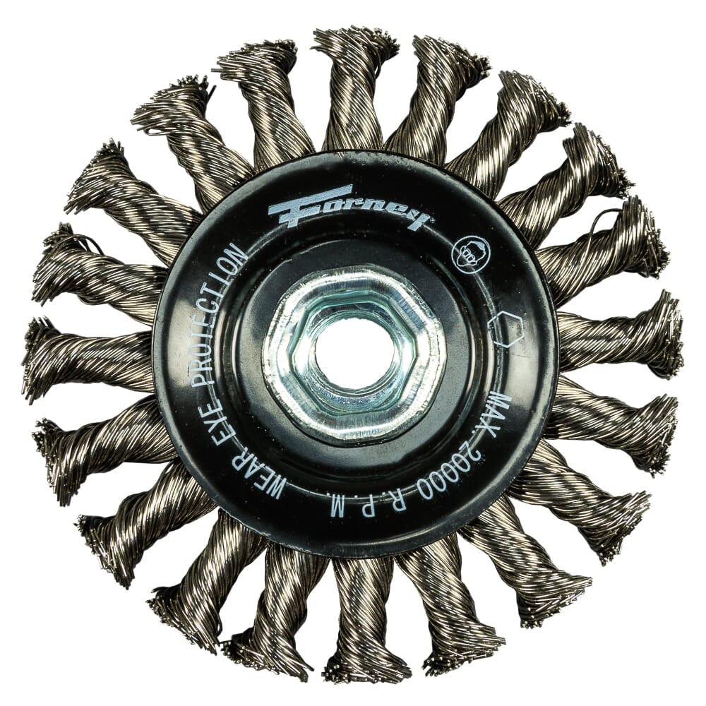 Command PRO Wire Wheel, Knotted, Stainless Steel, 4 in x .020 in x 5/8 in-11