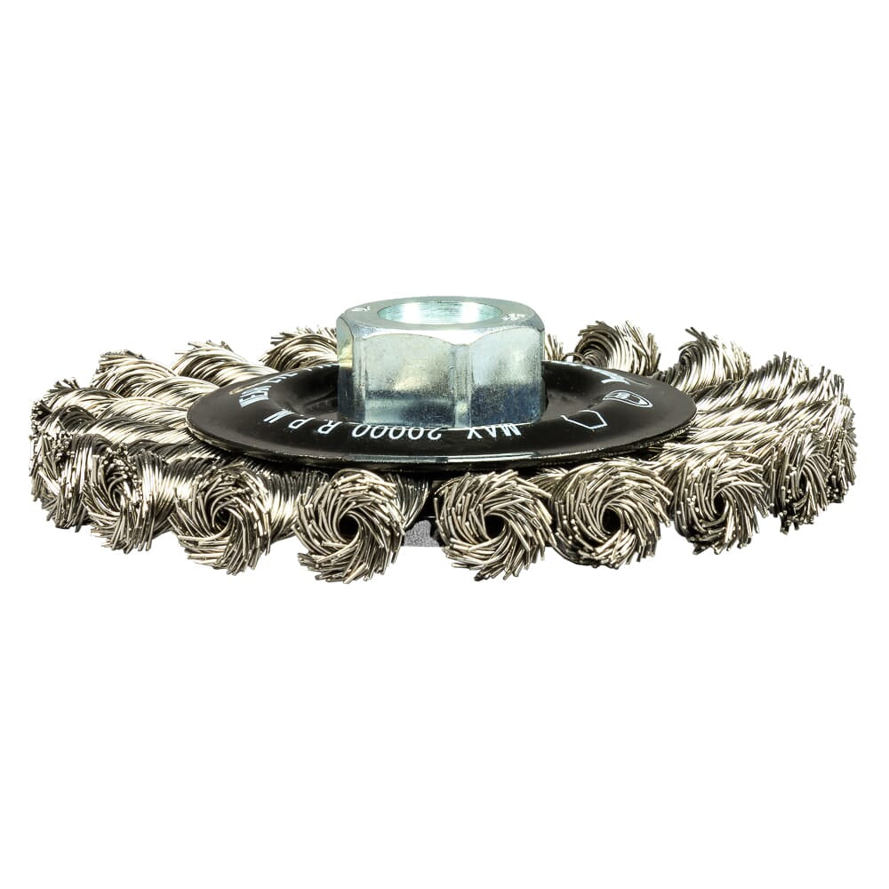 Command PRO Wire Wheel, Knotted, Stainless Steel, 4 in x .020 in x 5/8 in-11