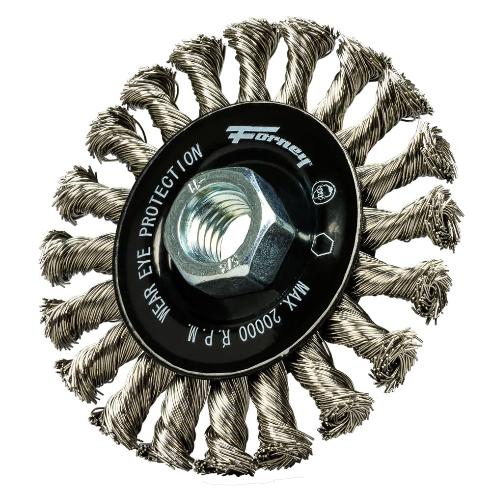 Command PRO Wire Wheel, Knotted, Stainless Steel, 4 in x .020 in x 5/8 in-11