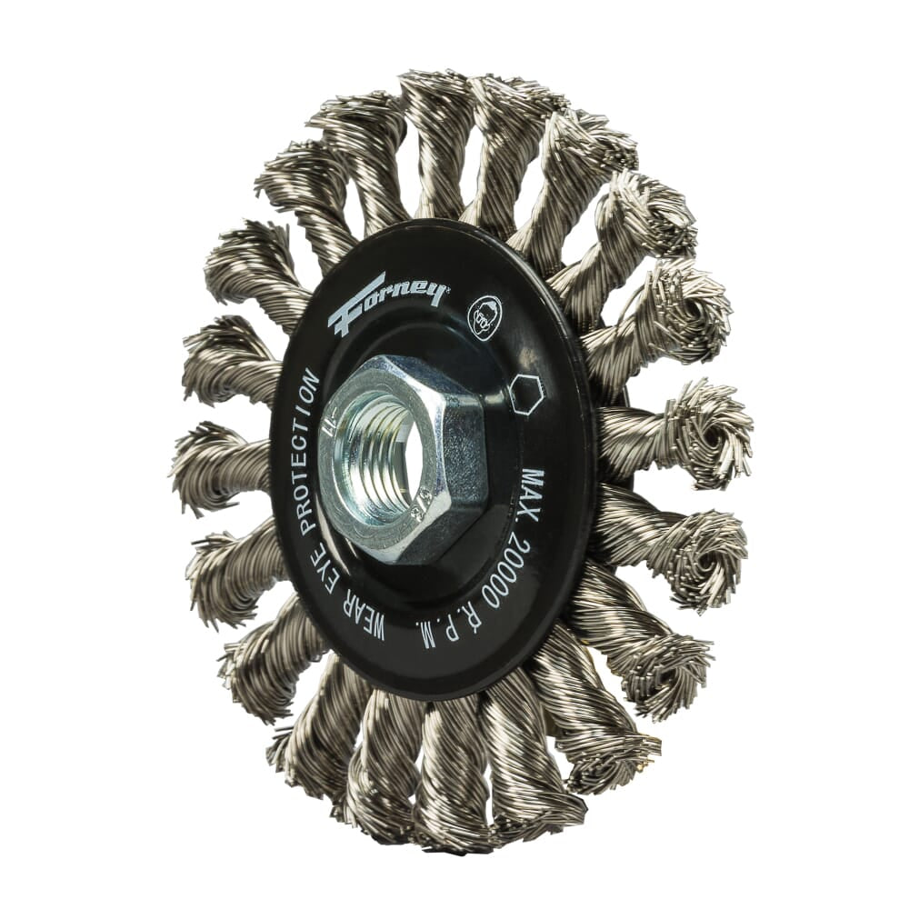 Command PRO Wire Wheel, Knotted, Stainless Steel, 4 in x .020 in x 5/8 in-11