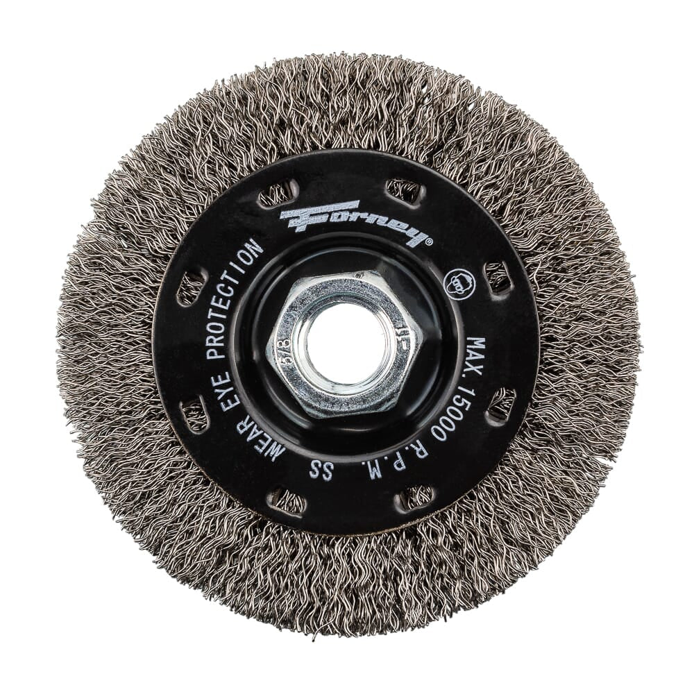 Command PRO Wire Wheel, Crimped, Stainless Steel, 4 in x .014 in x 5/8 in-11