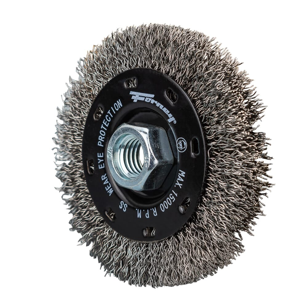 Command PRO Wire Wheel, Crimped, Stainless Steel, 4 in x .014 in x 5/8 in-11