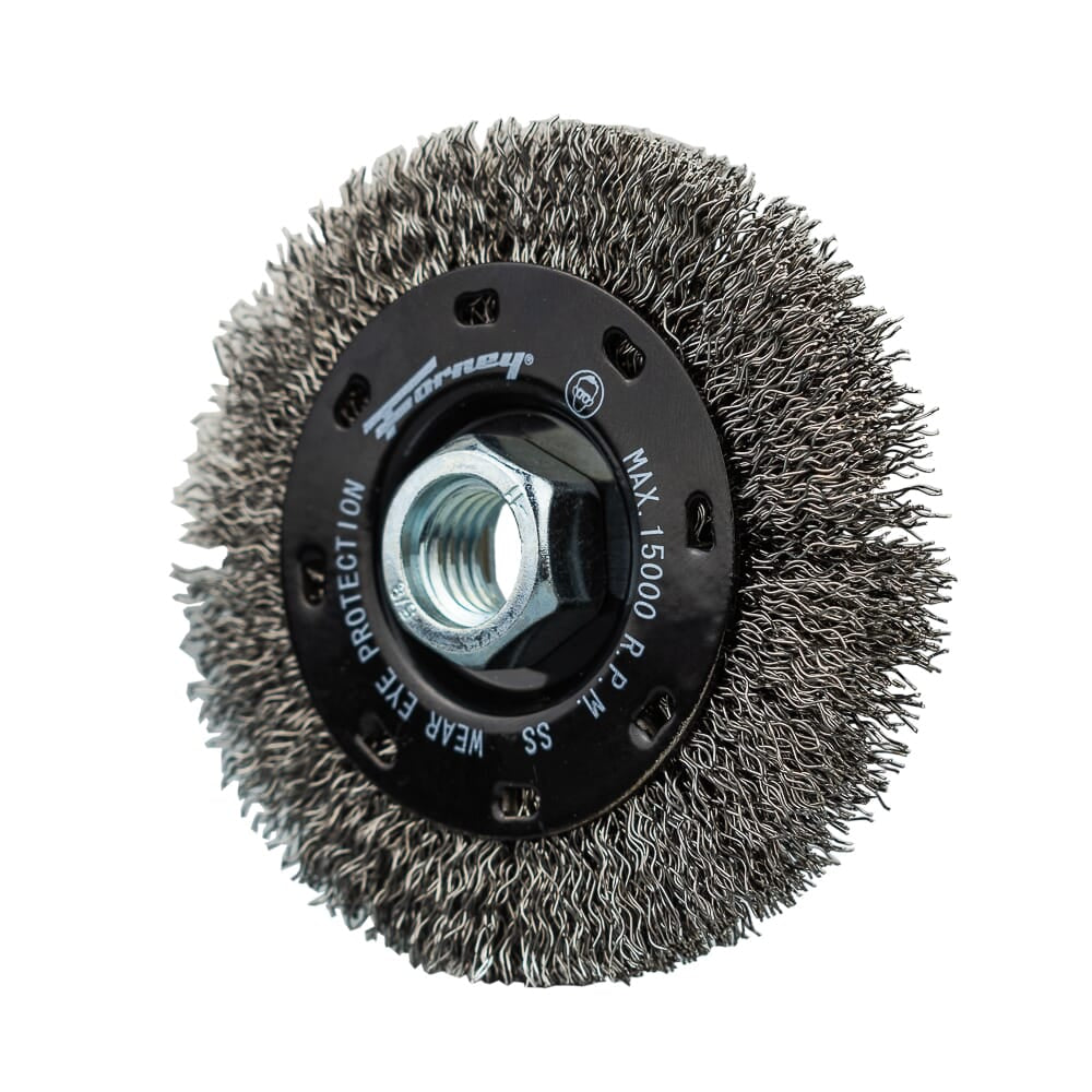 Command PRO Wire Wheel, Crimped, Stainless Steel, 4 in x .014 in x 5/8 in-11