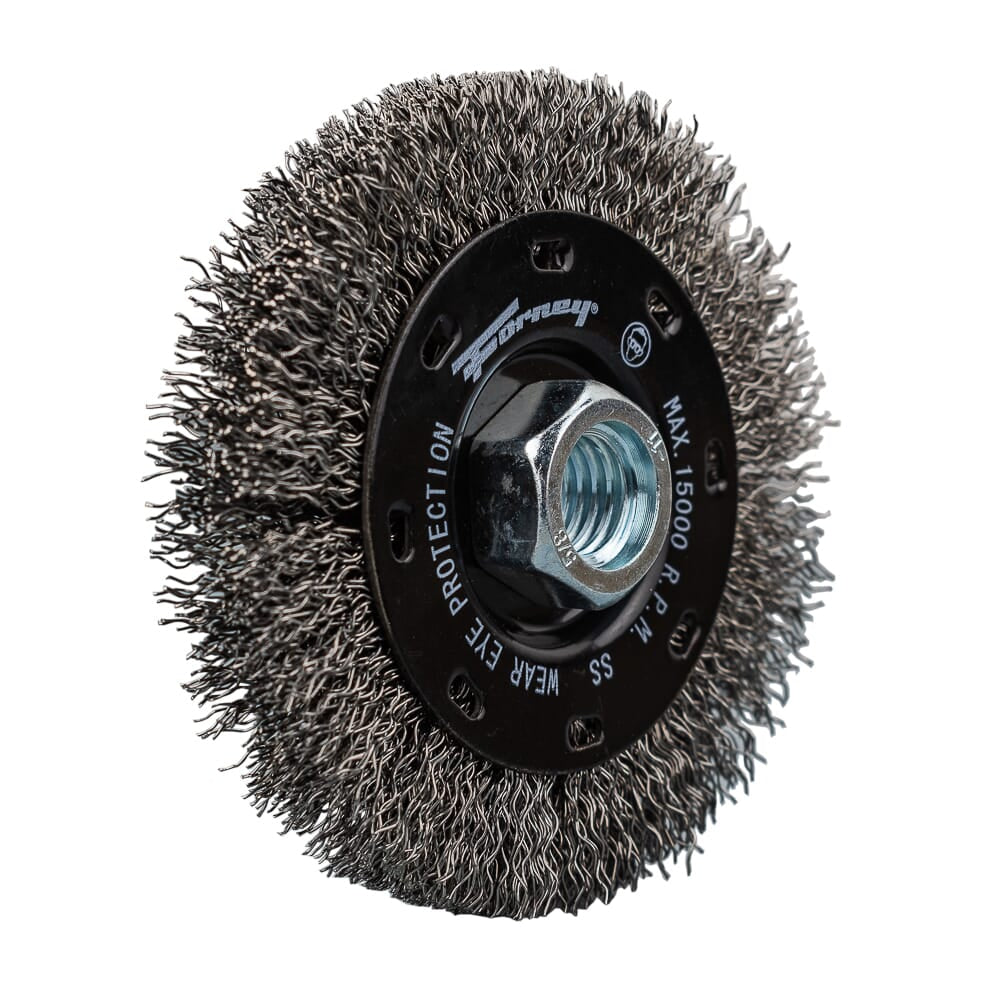 Command PRO Wire Wheel, Crimped, Stainless Steel, 4 in x .014 in x 5/8 in-11