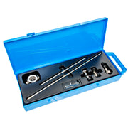 Forney Plasma Circle Cut Guide in open blue plastic case with pivot pin adjustable rod and roller guides
