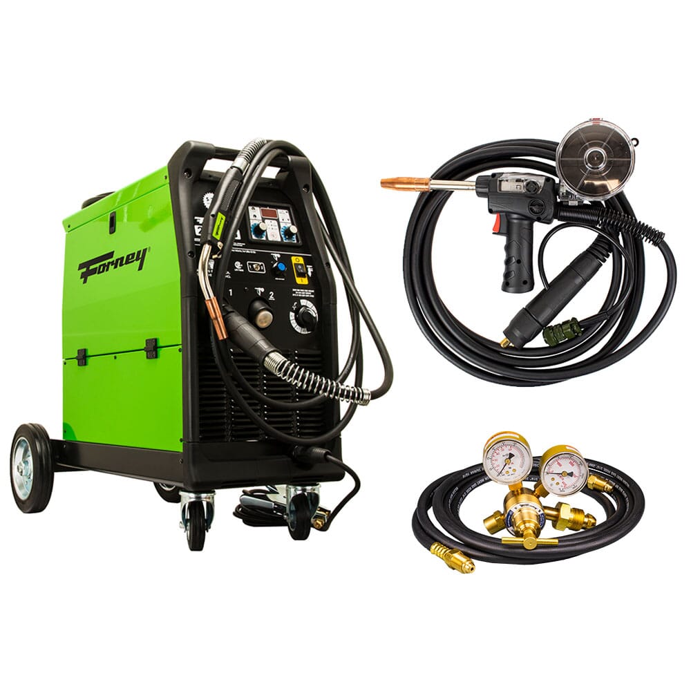 Forney® 242 Dual MIG Welder, 250 AMP Spool Gun, and Argon/CO2 Regulator with 10 ft Hose Package