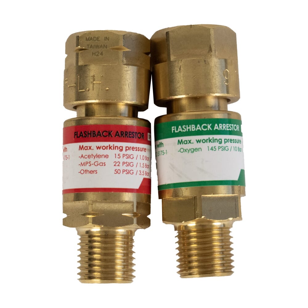 2-Pack Oxy-Fuel Gas Flashback Arrestors (Regulator-to-Hose)