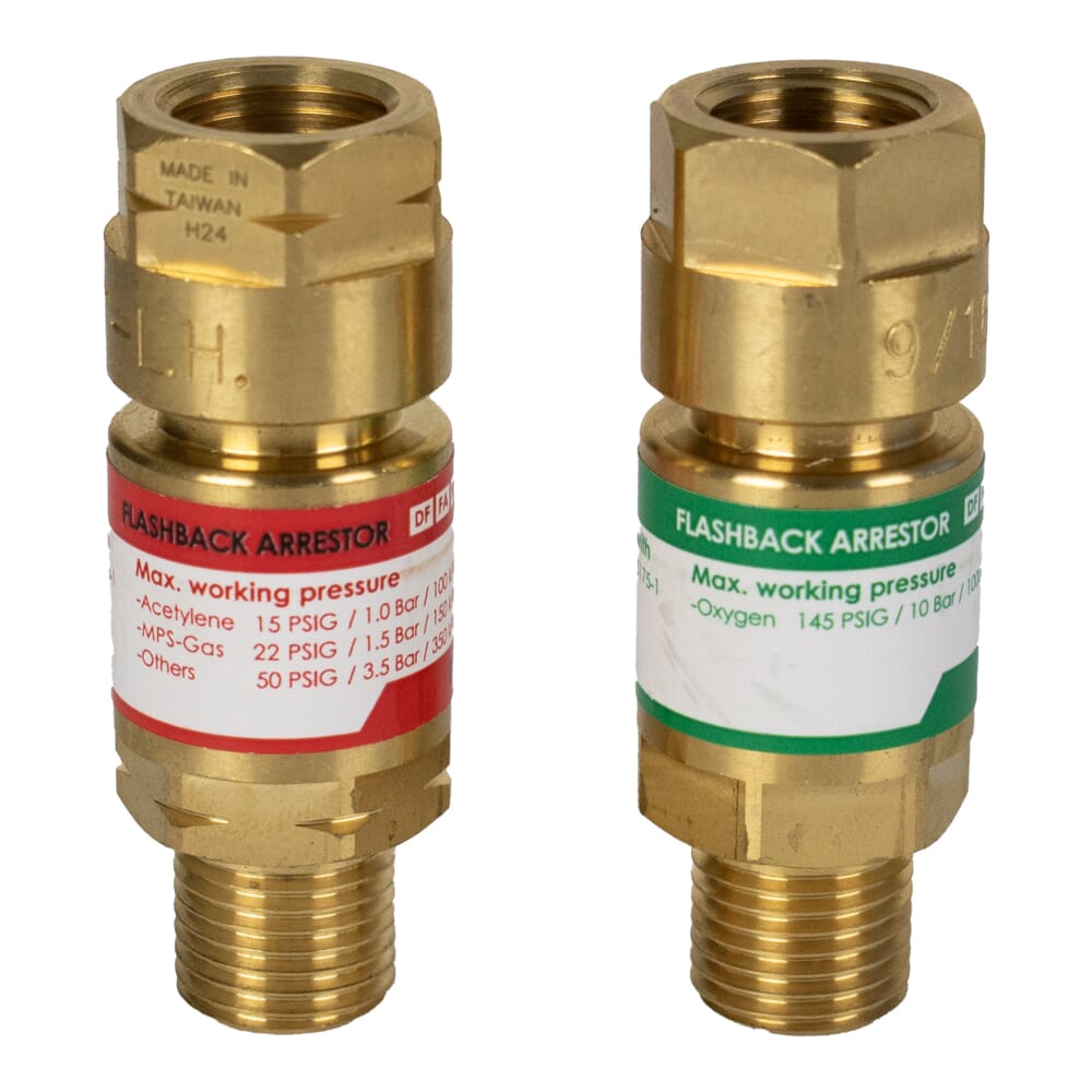 2-Pack Oxy-Fuel Gas Flashback Arrestors (Regulator-to-Hose)
