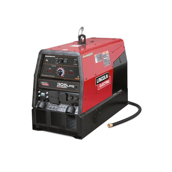 Lincoln Electric Ranger 305 LPG red and black Kohler engine-driven welder, front panel with 305LPG label and weld cable