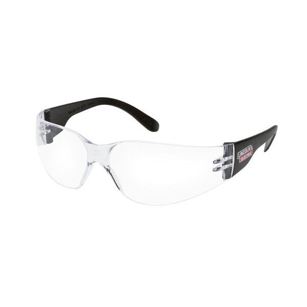 Lincoln Electric Starlite welding safety glasses clear lens black temples wraparound frameless design