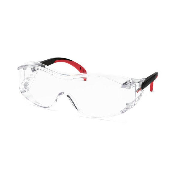 Lincoln Electric Cover2 over-glasses clear lens safety glasses red and black temples fits over prescription eyewear