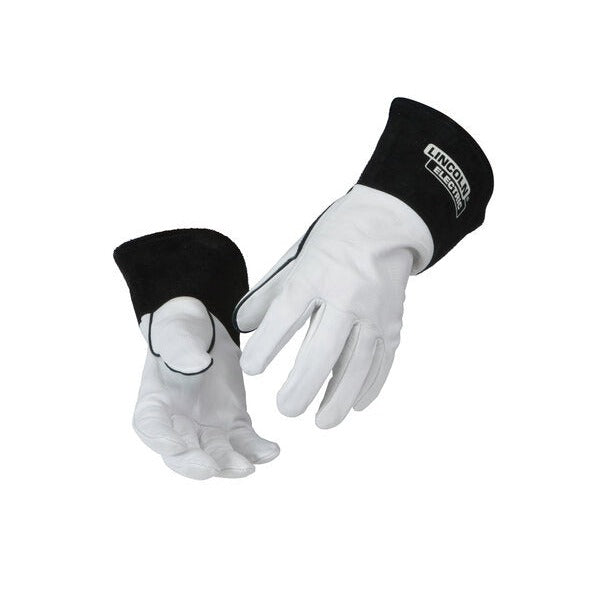 Lincoln Electric leather TIG welding gloves white goatskin palm black split leather cuff pair