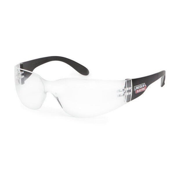 Lincoln Electric traditional clear welding safety glasses clear lens black flexible temples wraparound frame