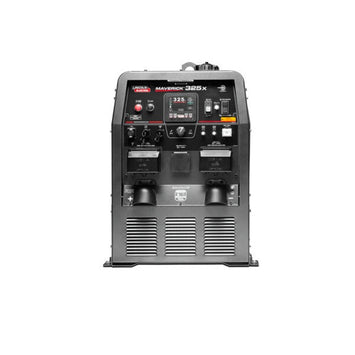 Lincoln Electric Maverick 325X Kubota engine-driven welder, front panel with 325A output dial and dual cable outlets