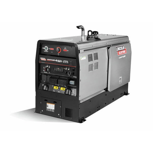 Lincoln Electric Vantage 441X Perkins engine-driven welder, silver housing with Crosslinc control panel and dual weld outputs