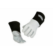 Lincoln Electric Premium 7 Series elkskin stick MIG welding gloves white palm black cuff separated pair