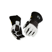 Lincoln Electric MX Series A4 cut resistant MIG gloves black and white reinforced palm knuckle guard pair