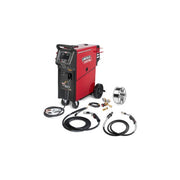 Lincoln Electric Power MIG 262MP red cart-mounted multiprocess welder with spool gun wire and hoses, MIG welder