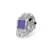 Lincoln Electric VIKING 3350 ADV Graffiti auto-darkening welding helmet with white doodle-print shell, welding helmet