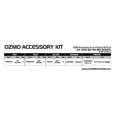 8 Series Low Profile Accessory Kit for CK24 / CK24W Style TIG Torches