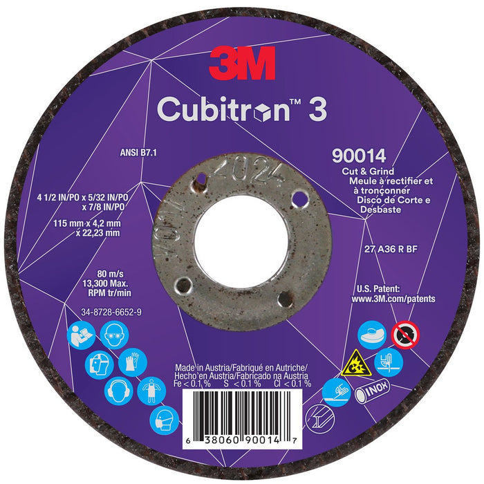 7100303968 Cubitron™ 3 Cut And Grind Wheel, 4 1/2 Inch Dia, 5/32 Inch