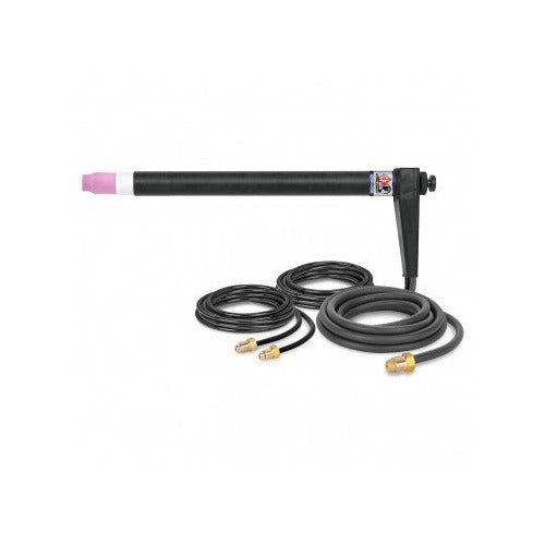 CK Cold Wire MT500-18 500 Amp TIG torch with pink ceramic cup, black handle, and three coiled hoses