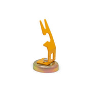 CK Magnetic Torch Holder with orange bent bracket clip mounted on round magnetic base for TIG torch