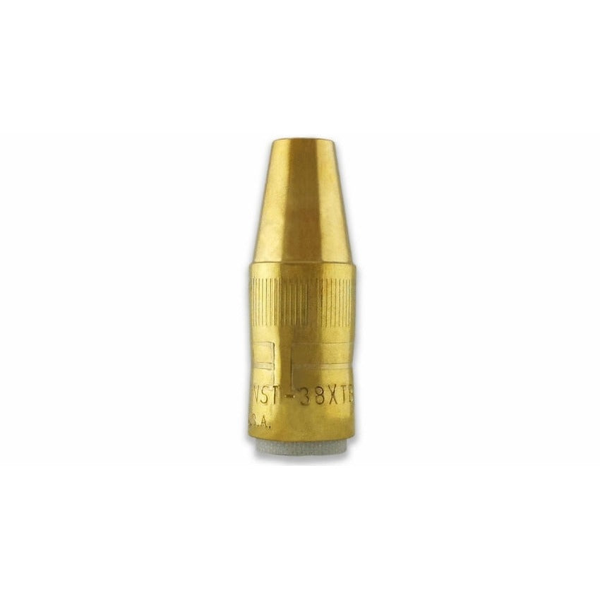 Bernard Centerfire tapered brass MIG nozzle NST-38XTB with knurled grip, MIG welding nozzle