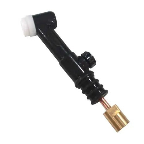 CK Worldwide rigid torch body with gas valve knob and white ceramic cup for air-cooled 80A TIG torch