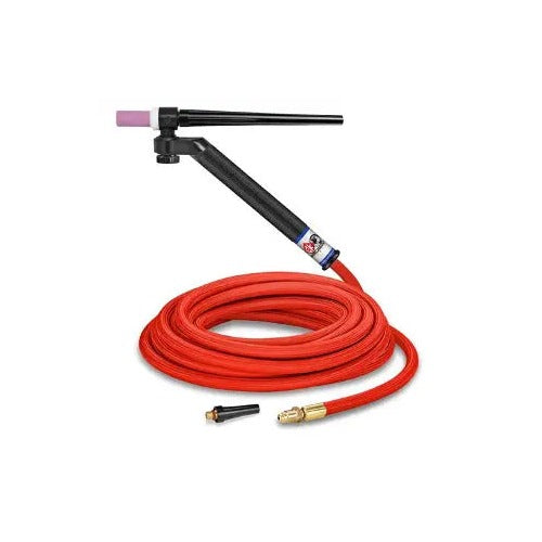 CK FL1325NSF 130A Flex-Loc gas-cooled TIG torch, no-valve, red super-flex cable coil, gold fitting end, CK label