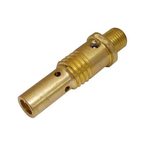 CK gas diffuser Tweco-style brass elongated body with side ports and threaded male end for MIG torch gas diffuser