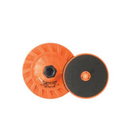 Walter 07Q042 Quick-Step backing pad 4" M14 thread, orange ribbed back, black hook-and-loop face, 11000 RPM, backing pad