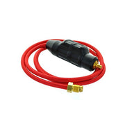 CK SafeLoc male Dinse 25 (3/8 in) black connector with red locking collar and brass threaded fitting torch connector