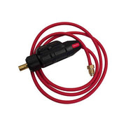 CK SafeLoc male Dinse 35 (1/2 in) black connector with red PATENTED label and brass pin torch connector