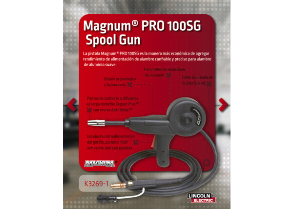 Lincoln K3269-1 Magnum® Pro 100SG Spool Gun- 4 Pin, 10 ft