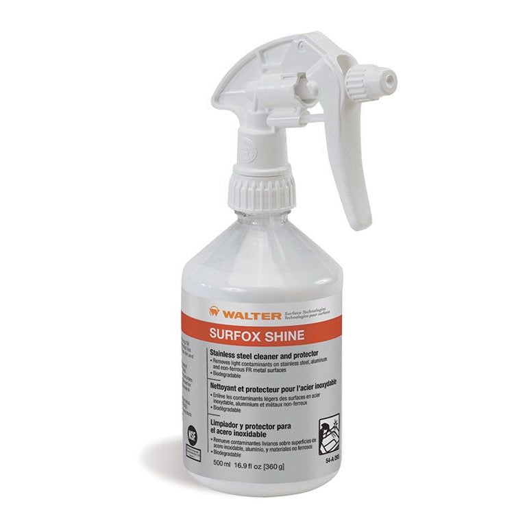 Walter Surfox Shine stainless steel cleaner protector 500ml clear trigger spray bottle, NSF surface protector