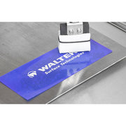 Walter 54B069 Surfox electrochemical marking stencil 8.5x11 in, blue stencil on stainless steel surface with wand applicator