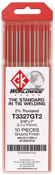 CK Worldwide T0407GT2 Tungsten Electrode 0.040" 2% Thoriated