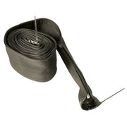 Black zippered nylon hose cover 3 inch x 22 ft with coiled cable sleeve and zipper closure, welding wrap