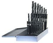 DRILLCO 15 piece drill bit set 1/16-1/2 inch by 32nds, black oxide finish in metal index storage case